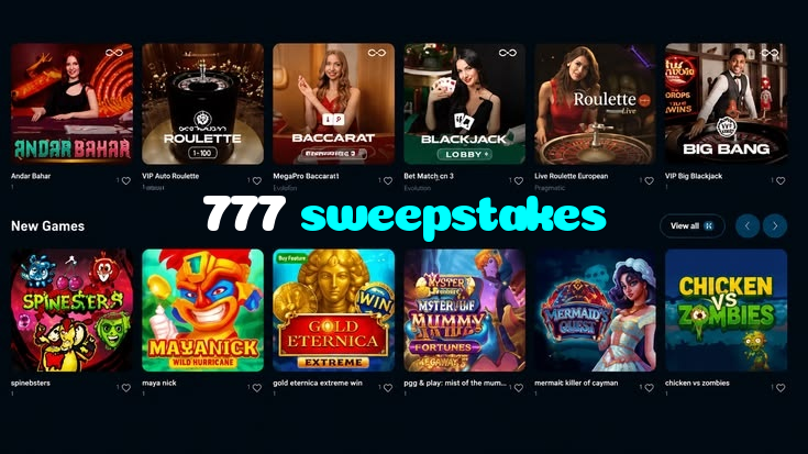 777 sweepstakes casino presented on mobile device in Pakistan with slots and live games
